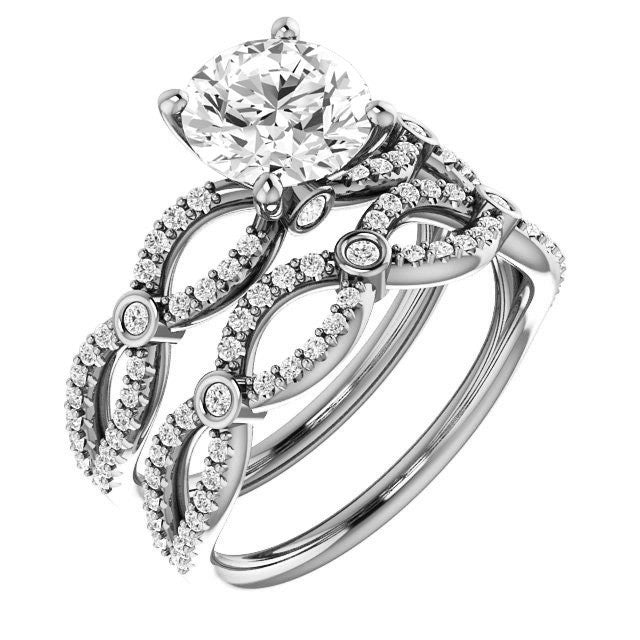 Round Brilliant cut Moissanite Infinity Styled Engagement Ring