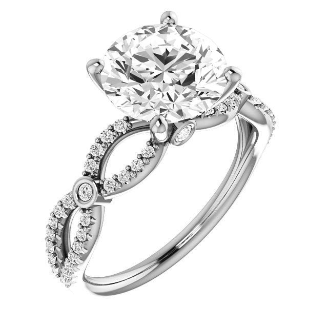 Round Brilliant cut Moissanite Infinity Styled Engagement Ring