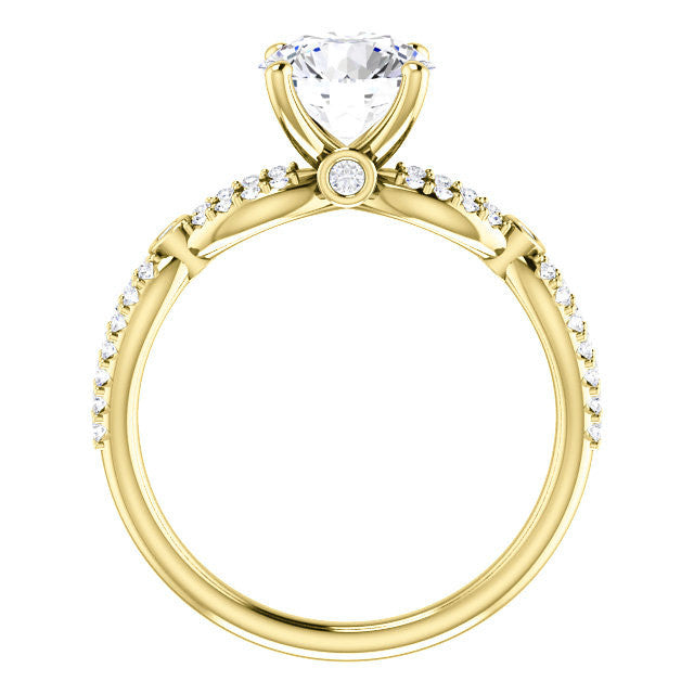 Round Brilliant cut Moissanite Infinity Styled Engagement Ring