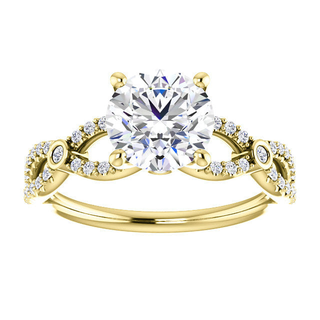 Round Brilliant cut Moissanite Infinity Styled Engagement Ring
