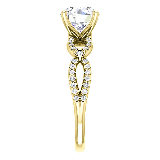Round Brilliant cut Moissanite Infinity Styled Engagement Ring