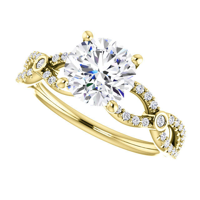 Round Brilliant cut Moissanite Infinity Styled Engagement Ring
