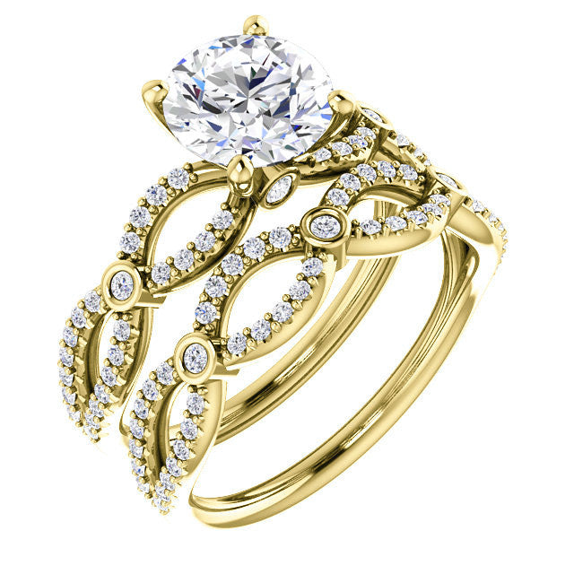 Round Brilliant cut Moissanite Infinity Styled Engagement Ring