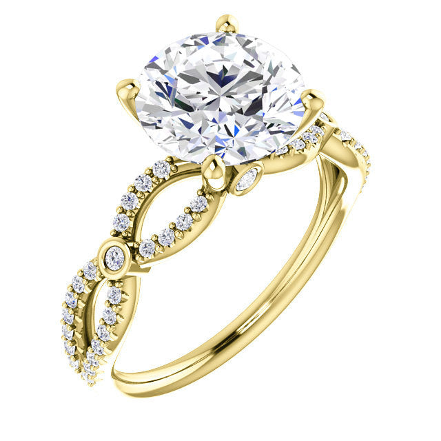 Round Brilliant cut Moissanite Infinity Styled Engagement Ring