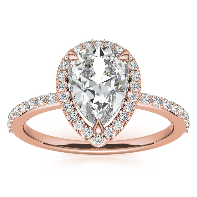 Pear Cut Moissanite Halo Engagement Ring