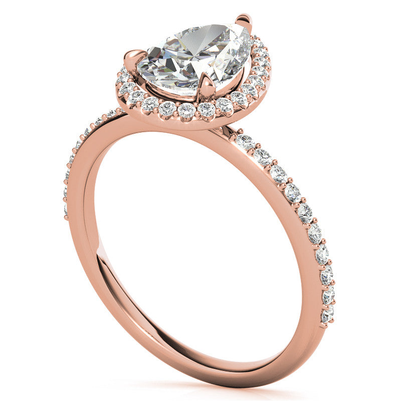 Pear Cut Moissanite Halo Engagement Ring