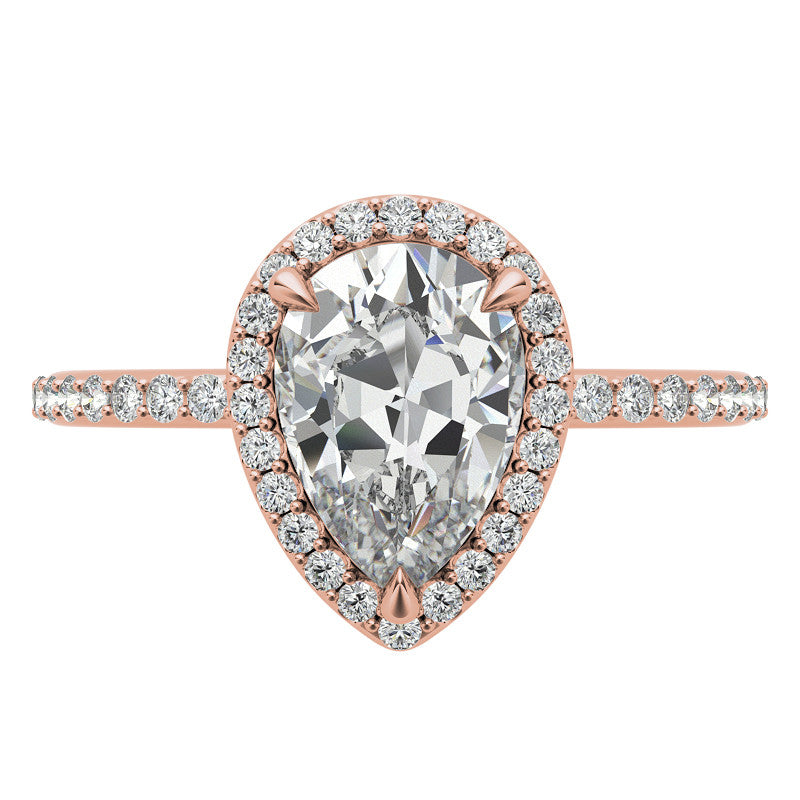 Pear Cut Moissanite Halo Engagement Ring