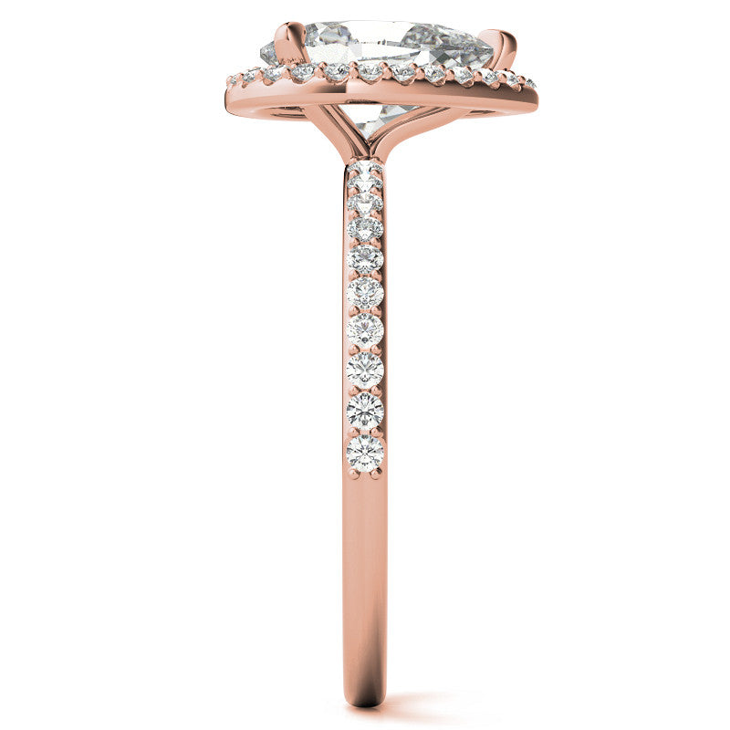 Pear Cut Moissanite Halo Engagement Ring