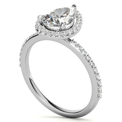 Pear Cut Moissanite Halo Engagement Ring