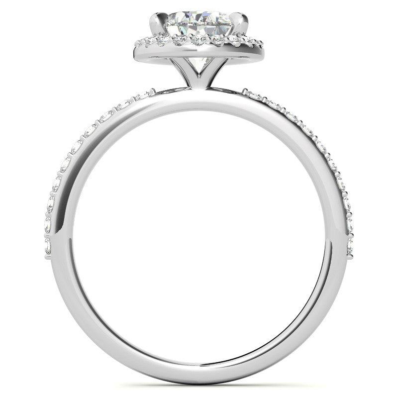Pear Cut Moissanite Halo Engagement Ring