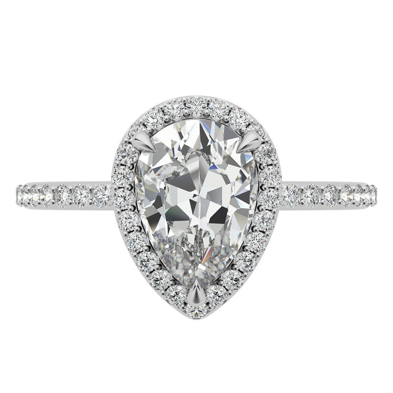 Pear Cut Moissanite Halo Engagement Ring