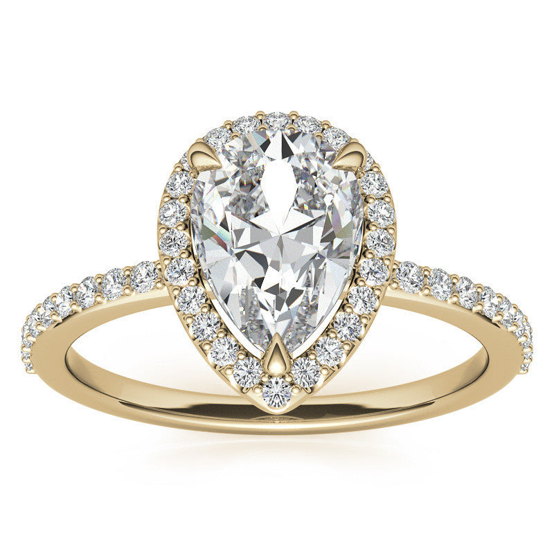 Pear Cut Moissanite Halo Engagement Ring