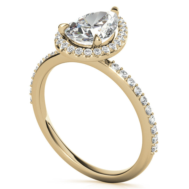 Pear Cut Moissanite Halo Engagement Ring