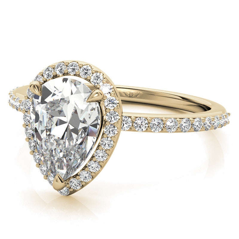 Pear Cut Moissanite Halo Engagement Ring