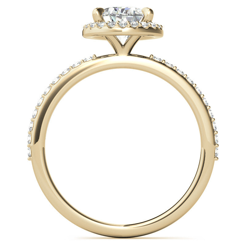 Pear Cut Moissanite Halo Engagement Ring