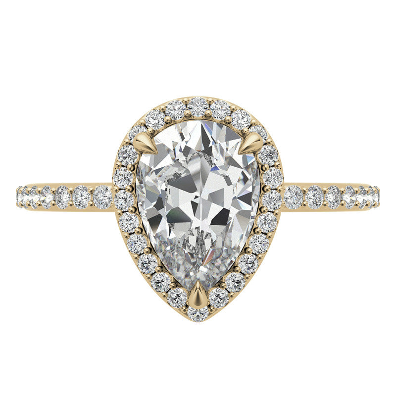 Pear Cut Moissanite Halo Engagement Ring