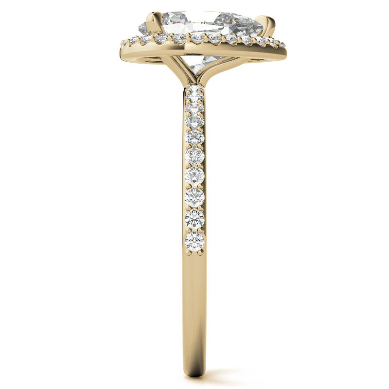 Pear Cut Moissanite Halo Engagement Ring