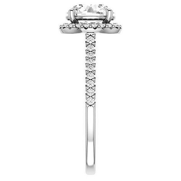 Round Brilliant Cathedral Halo Engagement Ring with Heart Accent