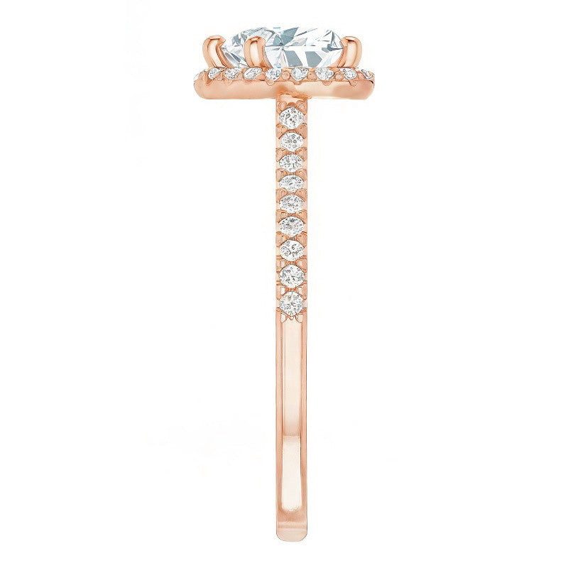 Heart shaped Moissanite Cathedral Halo Engagement Ring with Heart Accent
