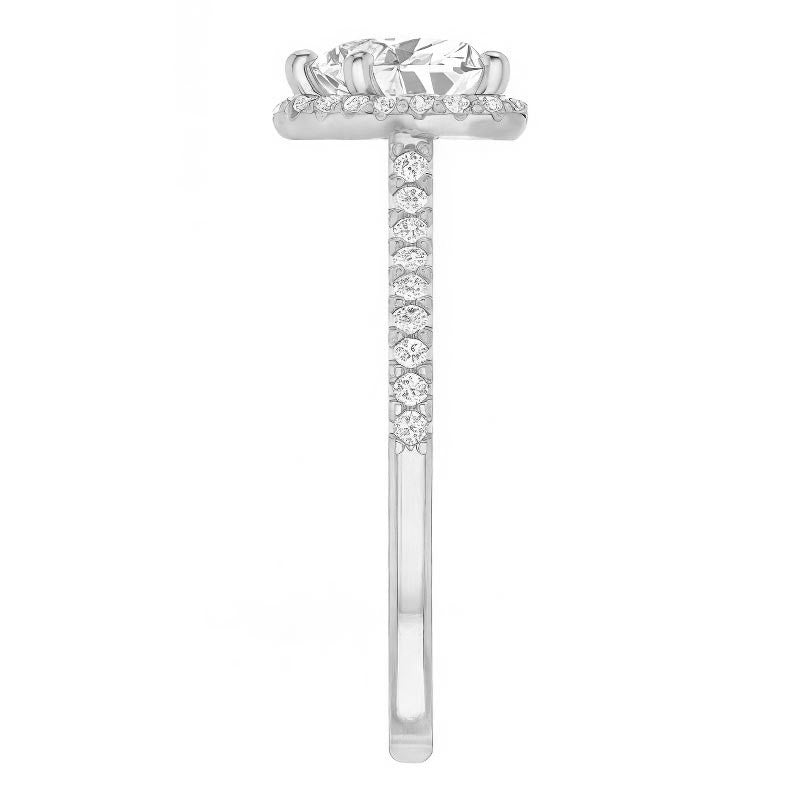 Heart shaped Moissanite Cathedral Halo Engagement Ring with Heart Accent