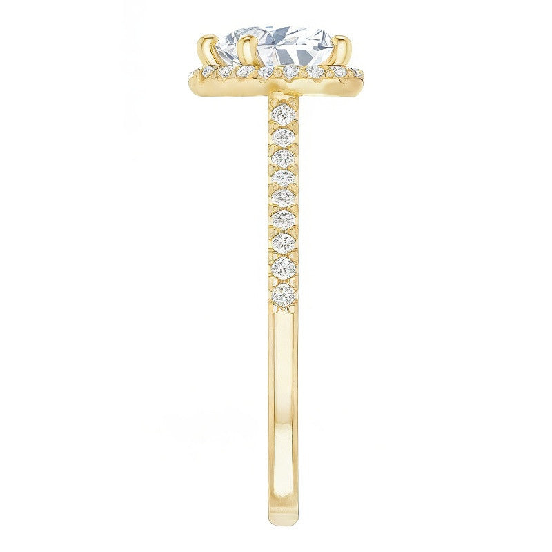 Heart shaped Moissanite Cathedral Halo Engagement Ring with Heart Accent