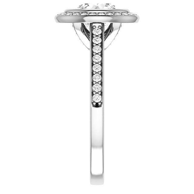 Round Brilliant cut Moissanite Bezel Halo Engagement Ring