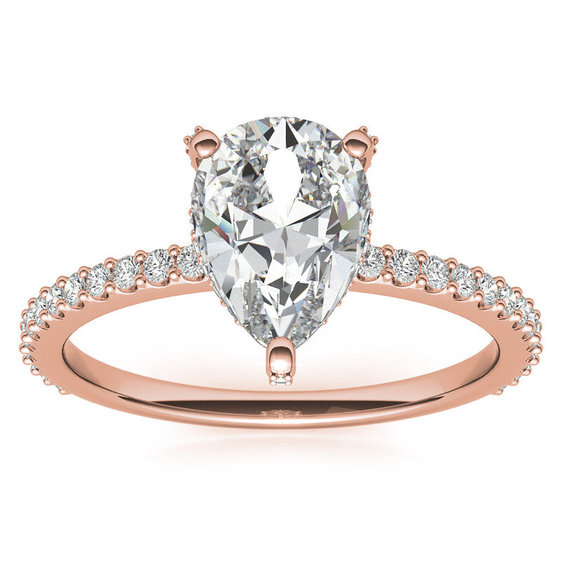 Pear Cut Moissanite & Diamond Engagement Ring