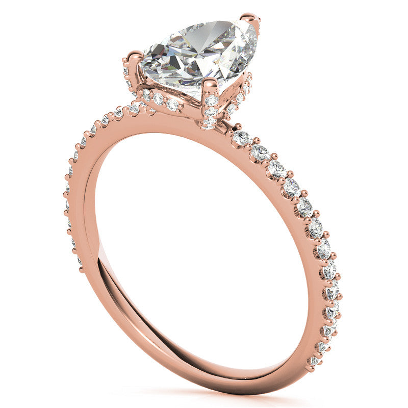 Pear Cut Moissanite & Diamond Engagement Ring