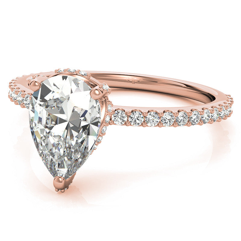 Pear Cut Moissanite & Diamond Engagement Ring