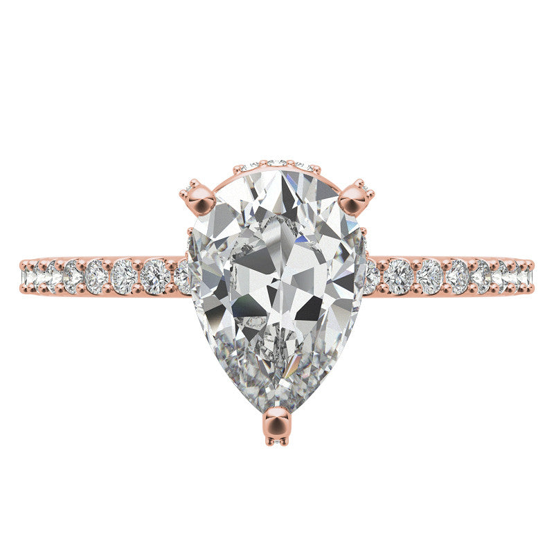 Pear Cut Moissanite & Diamond Engagement Ring