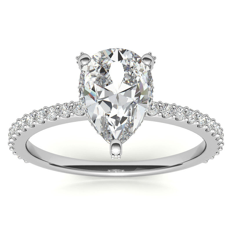 Pear Cut Moissanite & Diamond Engagement Ring