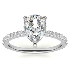 Pear Cut Moissanite & Diamond Engagement Ring