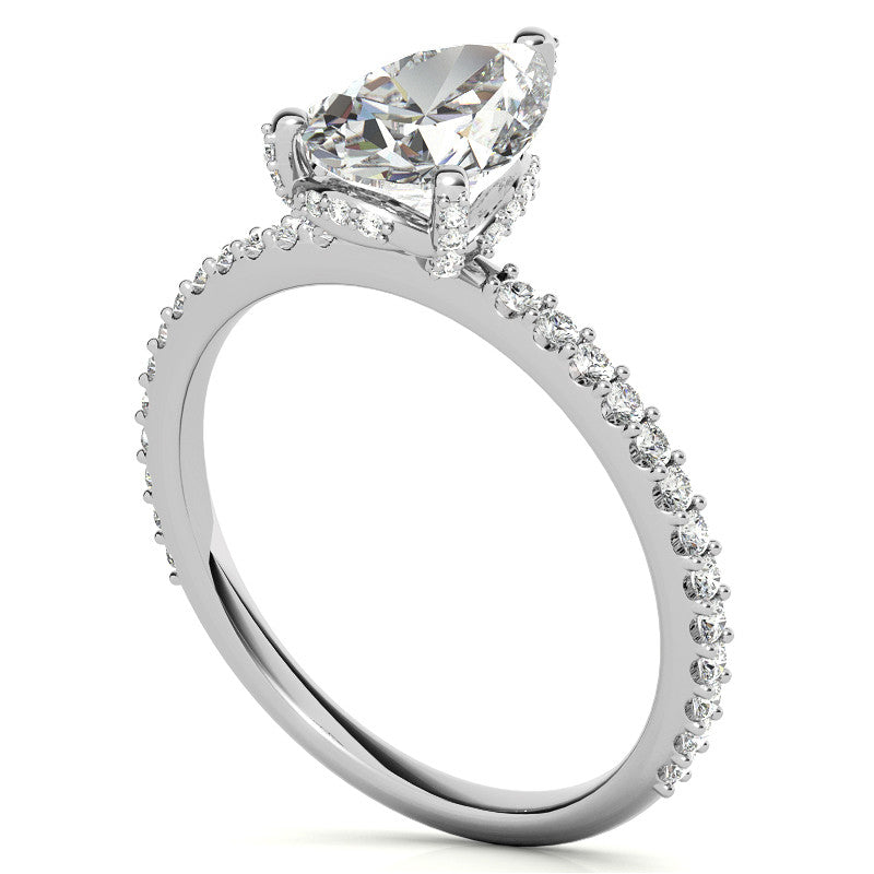 Pear Cut Moissanite & Diamond Engagement Ring
