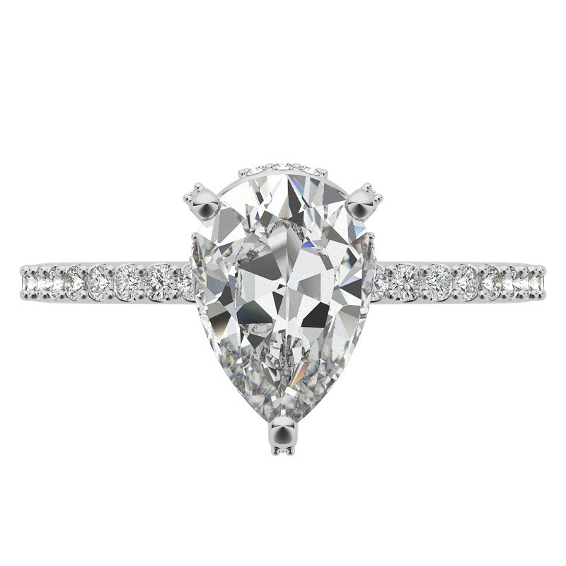 Pear Cut Moissanite & Diamond Engagement Ring