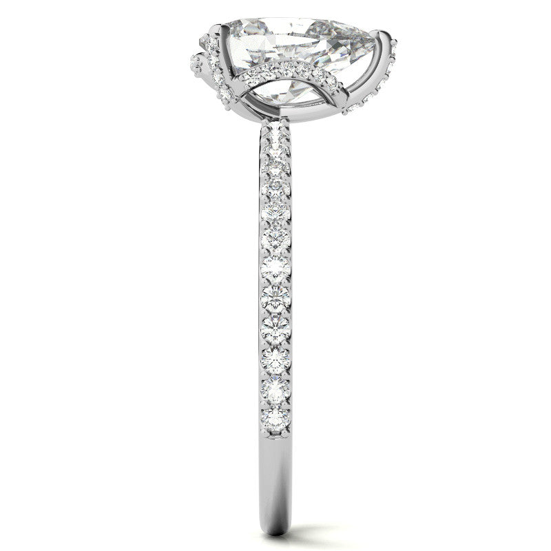 Pear Cut Moissanite & Diamond Engagement Ring