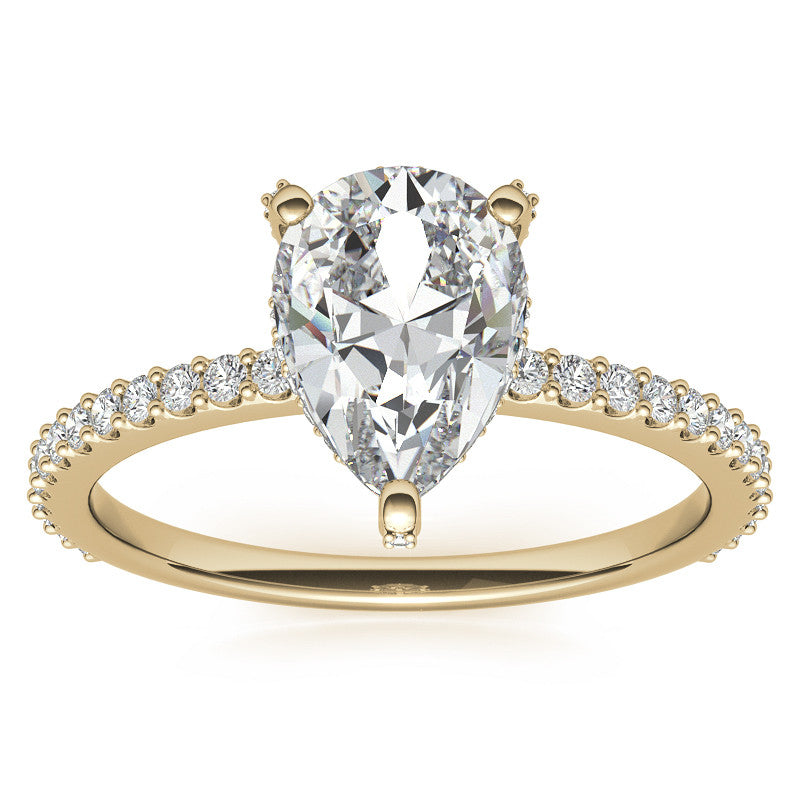 Pear Cut Moissanite & Diamond Engagement Ring