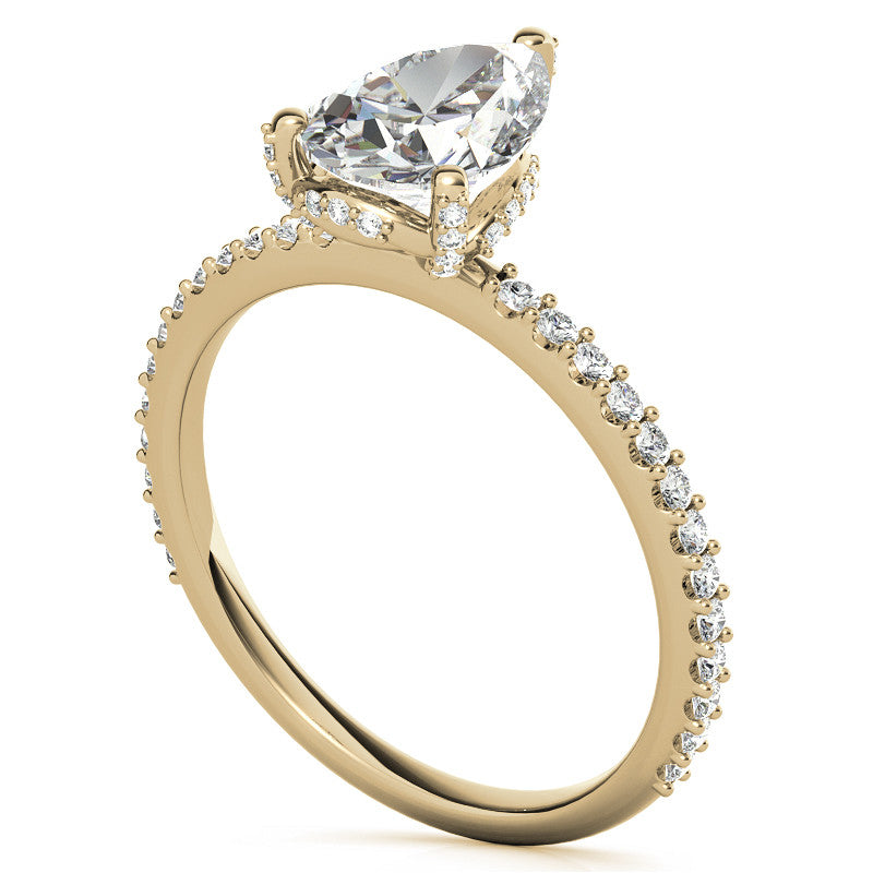 Pear Cut Moissanite & Diamond Engagement Ring
