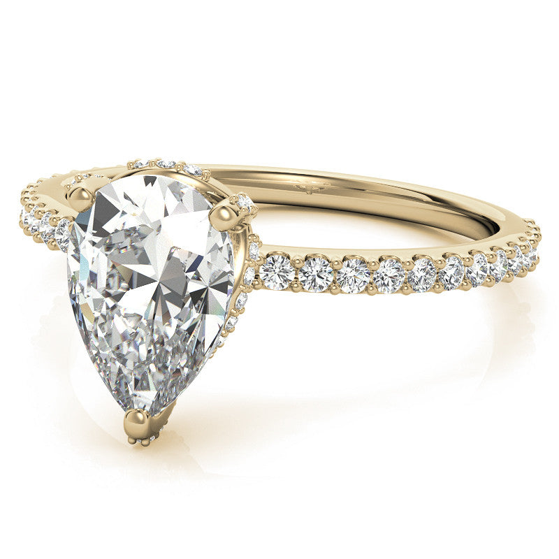 Pear Cut Moissanite & Diamond Engagement Ring