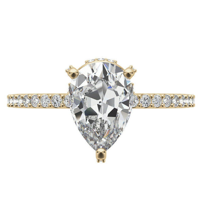 Pear Cut Moissanite & Diamond Engagement Ring