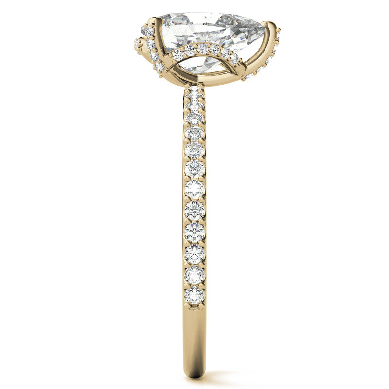 Pear Cut Moissanite & Diamond Engagement Ring