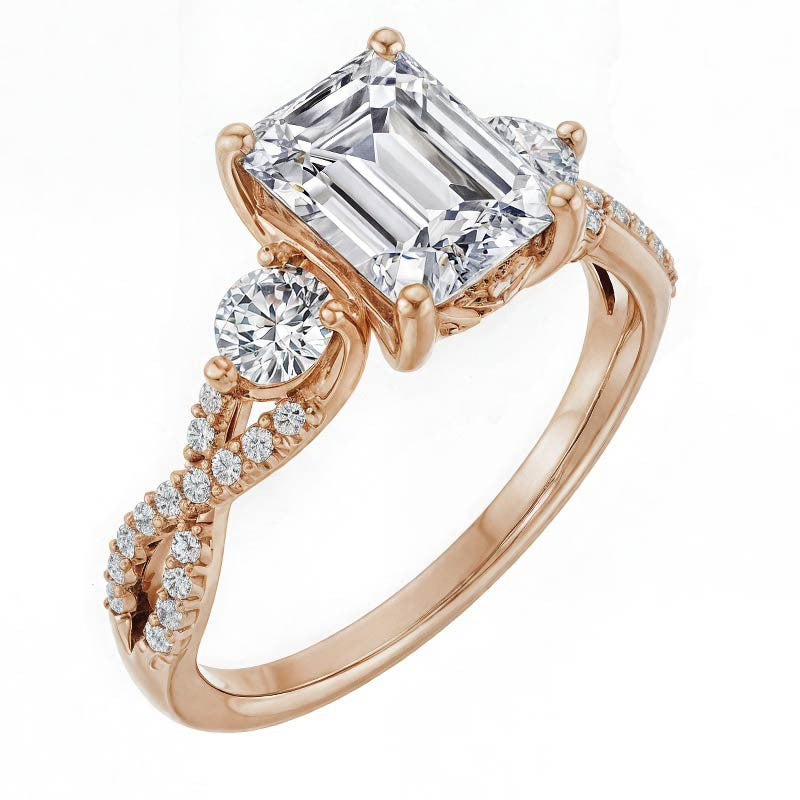 Emerald / Radiant Infinity Style Engagement Ring