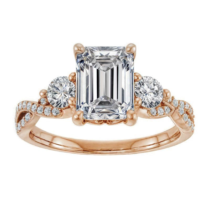 Emerald / Radiant Infinity Style Engagement Ring