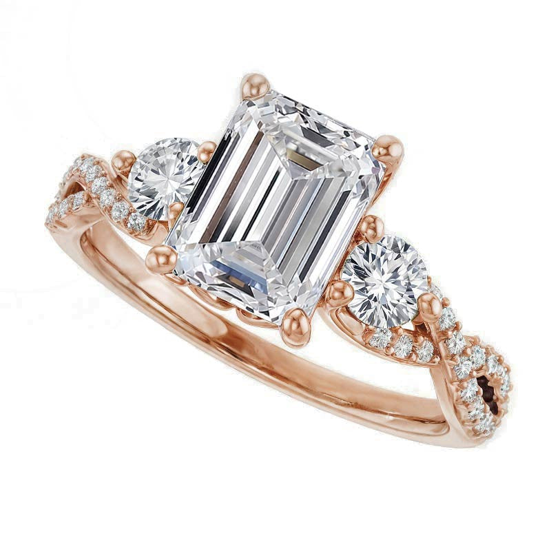 Emerald / Radiant Infinity Style Engagement Ring