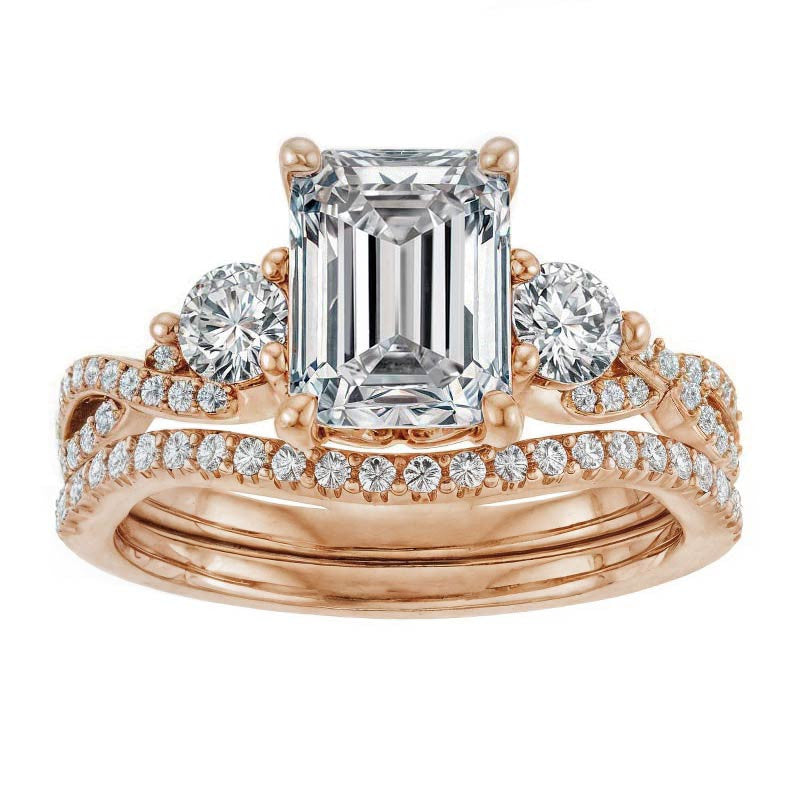 Emerald / Radiant Infinity Style Engagement Ring