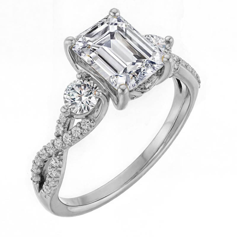 Emerald / Radiant Infinity Style Engagement Ring