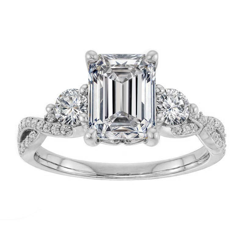 Emerald / Radiant Infinity Style Engagement Ring