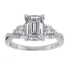 Emerald / Radiant Infinity Style Engagement Ring