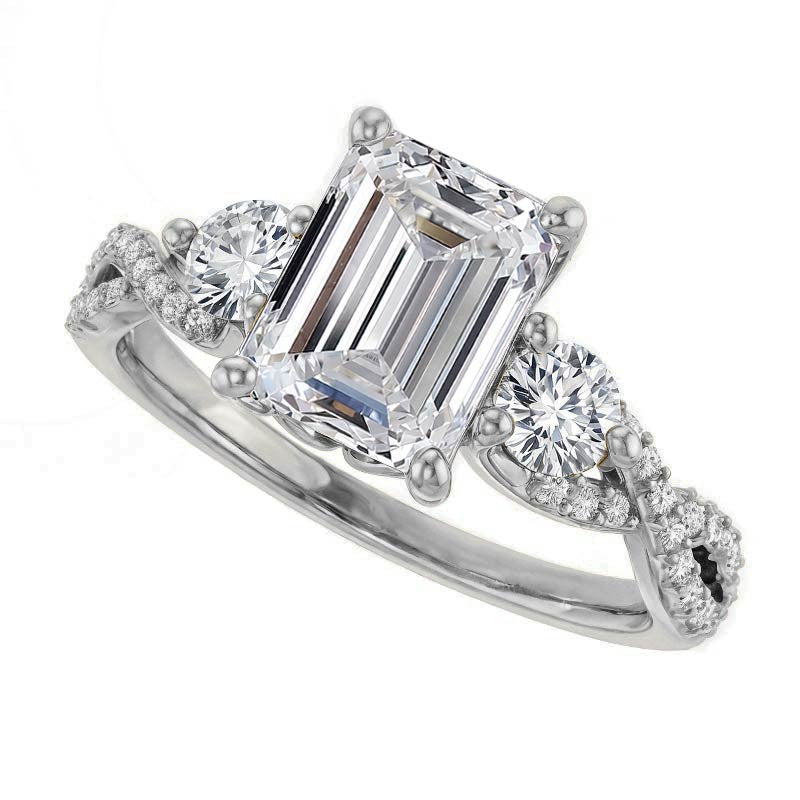 Emerald / Radiant Infinity Style Engagement Ring
