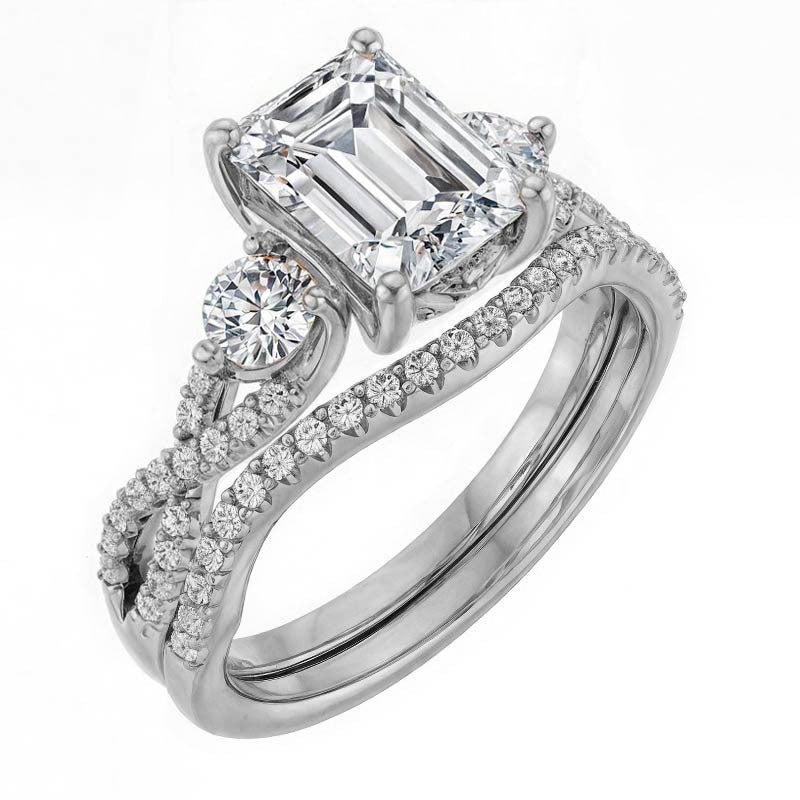 Emerald / Radiant Infinity Style Engagement Ring