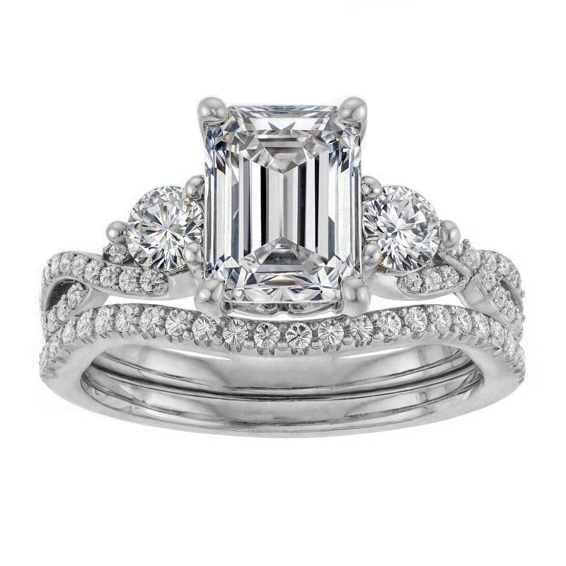 Emerald / Radiant Infinity Style Engagement Ring